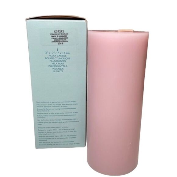 PARTYLITE Strawberry Rhubarb scented Pillar Candle Rare Retired Size 3”X7” NIB - Picture 6 of 9